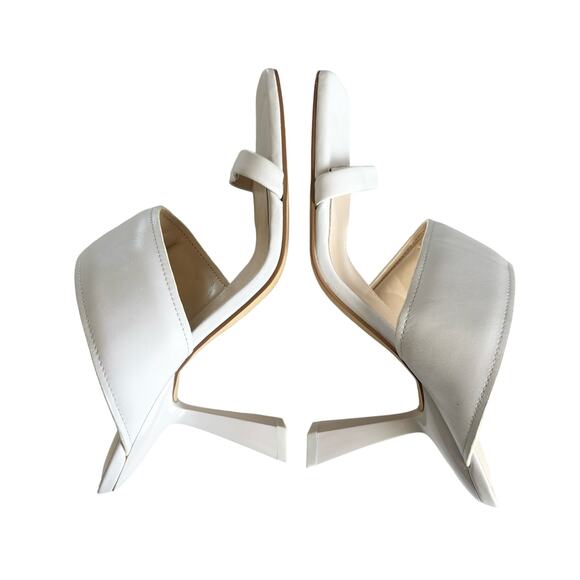 Marc Fisher Deann White Square Toe Asymmetrical Strap Heel Sandals Size 9 - Picture 4 of 7